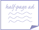 Half-page Ad icon in purple and white